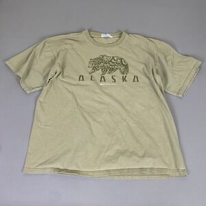 Princess Cruises T-Shirt  Alaska Bear Graphic Men's XXL‎ Olive Green Tribal Art